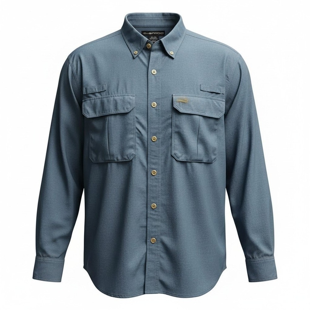 ExOfficio Mens Long Sleeve Ventilated Fishing Shirt Blue Gray Size Large L/G - Picture 2 of 11